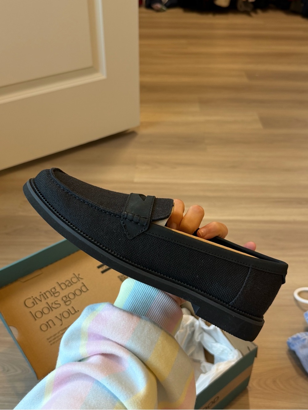 TOMS Black Canvas Penny Loafer - Picture 2 of 5